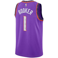 Load image into Gallery viewer, 1-Devin Booker Phoenix Suns 2018-19 Swingman Jersey – City Edition – Purple