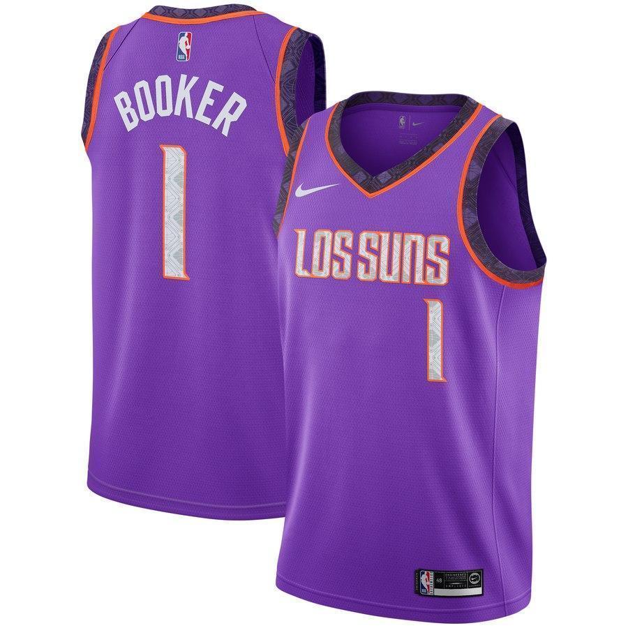 1-Devin Booker Phoenix Suns 2018-19 Swingman Jersey – City Edition – Purple