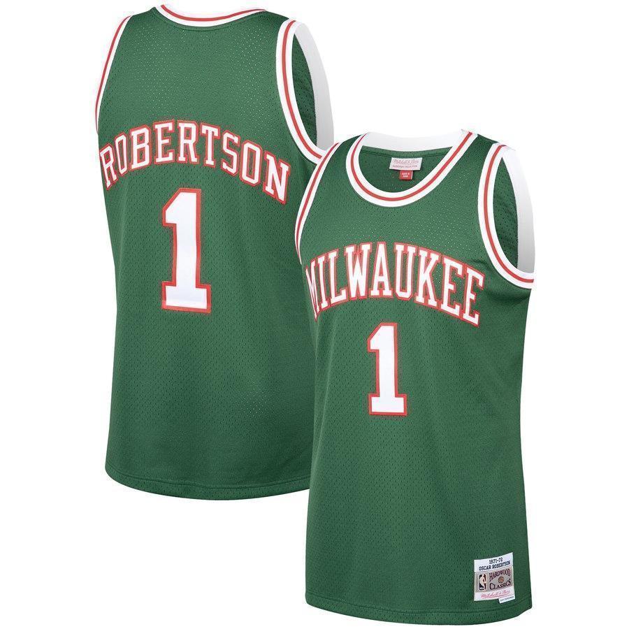 1-Oscar Robertson Milwaukee Bucks1971-72 Hardwood Classics Swingman Jersey – Hunter Green