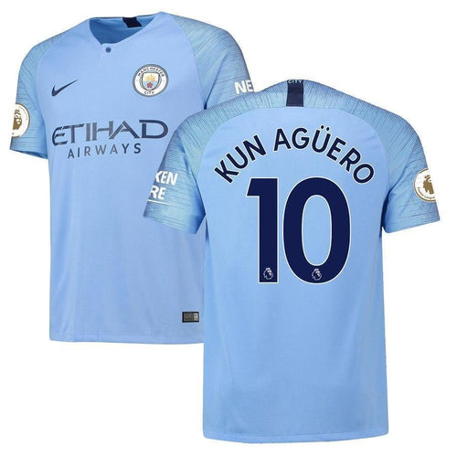 10-Sergio Aguero Manchester City 2018-19 Home Player Jersey – Blue