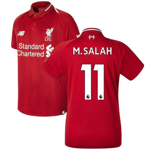 11-Mohamed Salah Liverpool New Balance Youth 2018-19 Home Player Jersey – Red