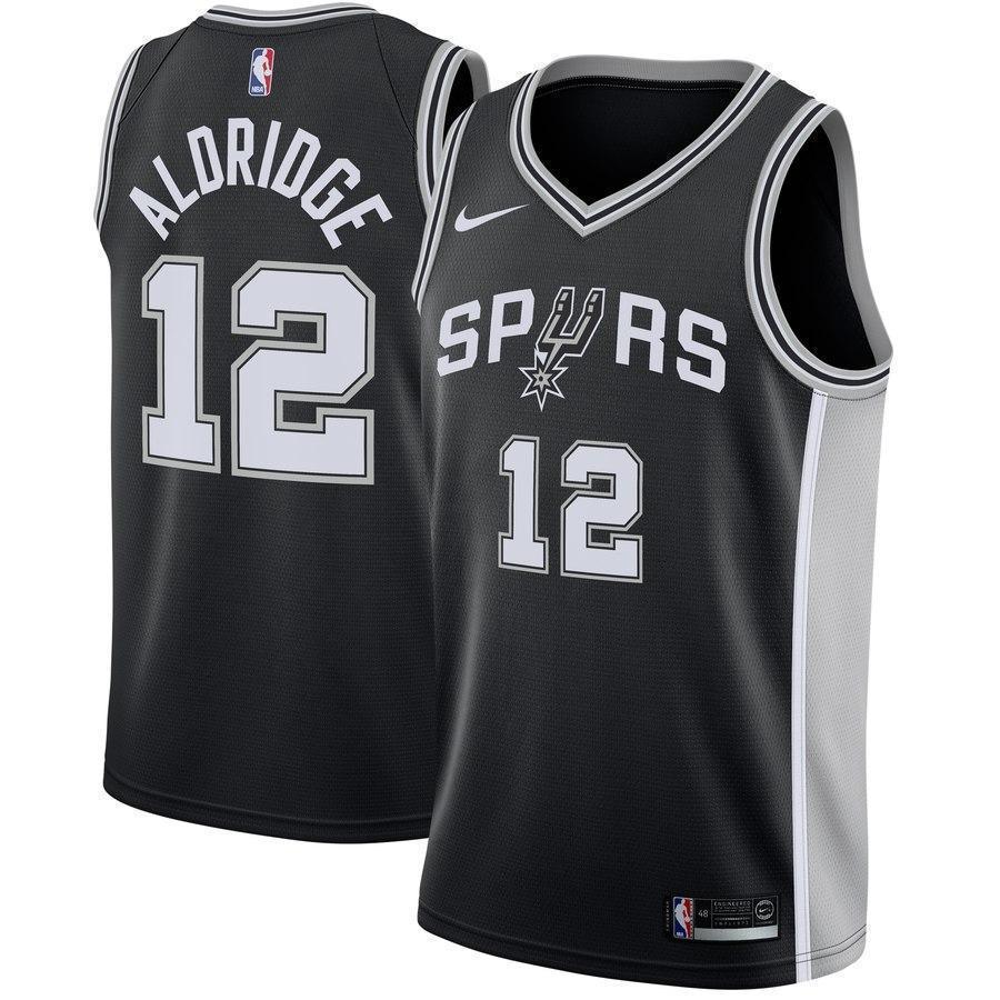 12-LaMarcus Aldridge San Antonio Spurs Swingman Jersey Black - Icon Edition