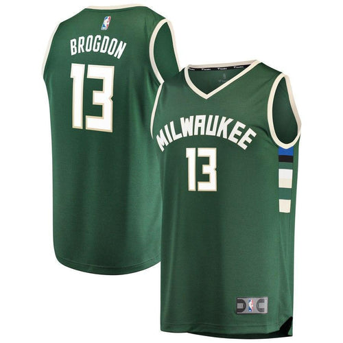 13-Malcolm Brogdon Milwaukee Bucks Fanatics  Jersey Green - Icon Edition