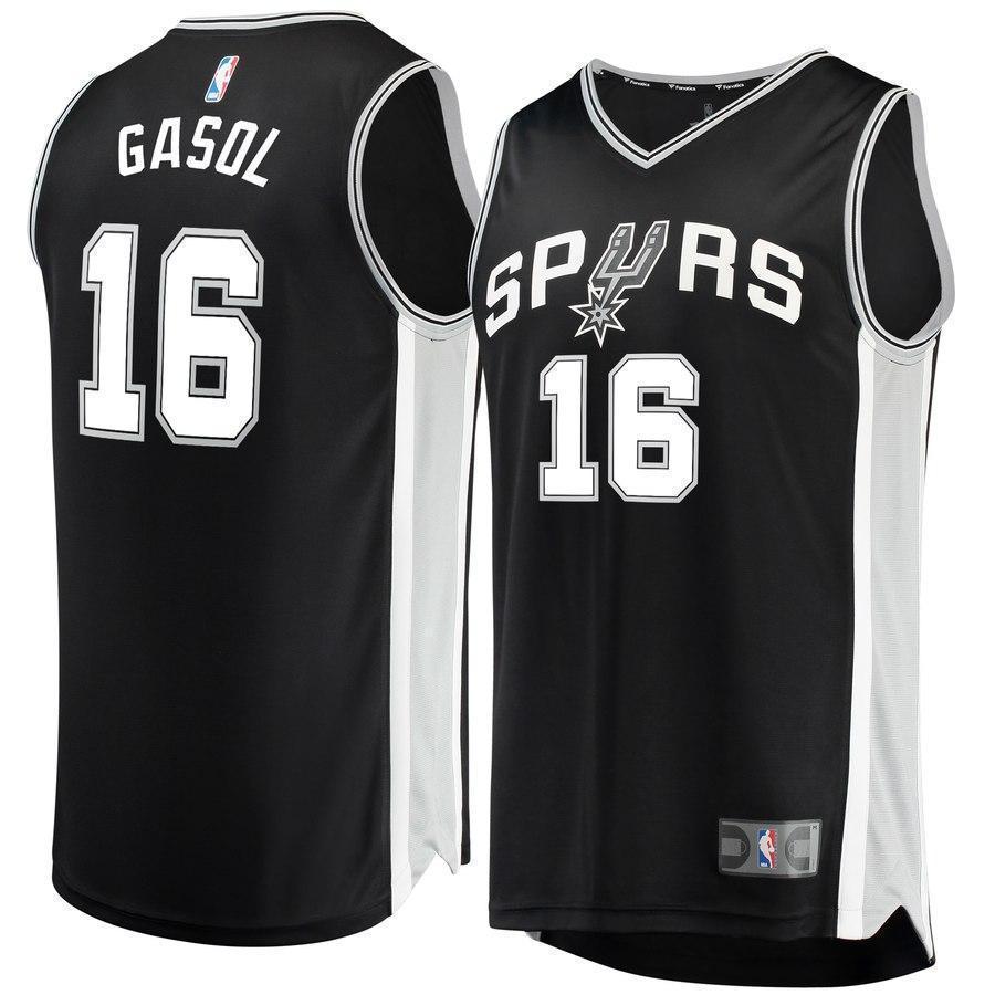 16-Pau Gasol San Antonio Spurs  Jersey Black - Icon Edition