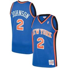 Load image into Gallery viewer, 2-Larry Johnson New York Knicks  1991-92 Hardwood Classics Swingman Jersey – Blue