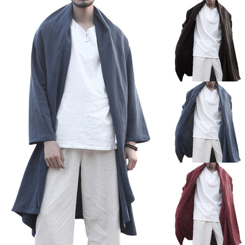 2019 Autumn Men Trench Long Cloak Cardigan Chinese Style