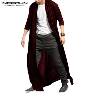 INCERUN 2019 New Men Trench Coat Long Sleeve