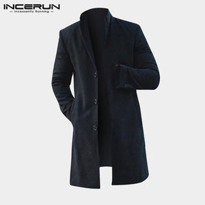 INCERUN 2019 Winter Men Coat Long Sleeve