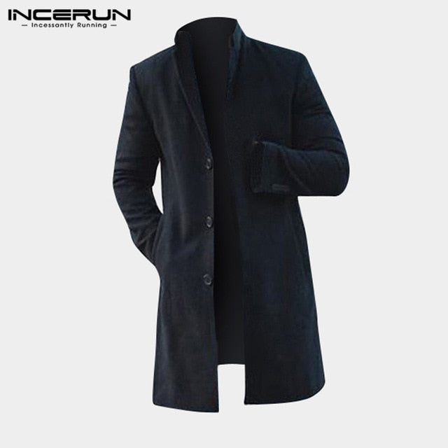 INCERUN 2019 Winter Men Coat Long Sleeve