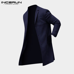 INCERUN 2019 Winter Men Coat Long Sleeve