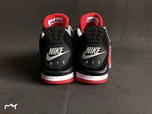 Load image into Gallery viewer, Air Jordan 4 Bred Retro Fire Red On Feet